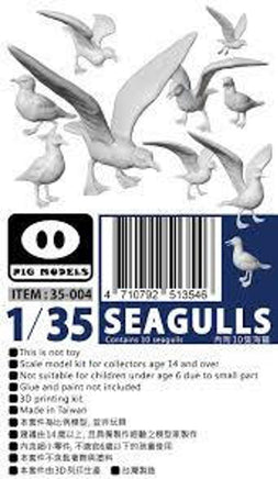 1/35 Pig Models Seagulls (Pack Of 10 Birds) 35-004