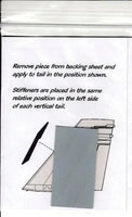 Instructions for applying stiffeners to a tail assembly with text and diagram on a white background.