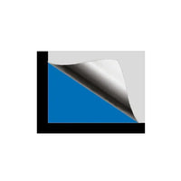 Crumpled blue paper with a black border on a white background