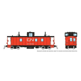 HO Rapido CN H-S Caboose: CN - As Delivered Red/Orange Steps: #79253 166003