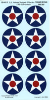 U.S. National Insignia decals with red, white, and blue stars on a light blue background.