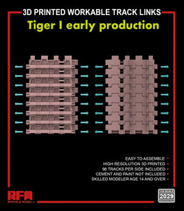 1/35 Ryefield Models 3D Printed Workable Track Links for Tiger I Early Model 2029