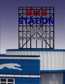 Miller Engineering Bus Station Greyhound Sign 5681 - MPM Hobbies