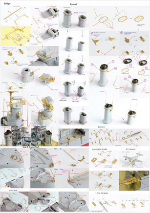 1/350 Pontos Model USS CA-35 Indianapolis 1945 Detail Up Set for Academy 37017F1