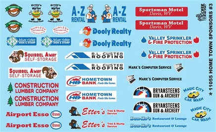 1/24-1/25 Gofer Home Town Sponsors # 3 Model Car Decal Sheet 11055