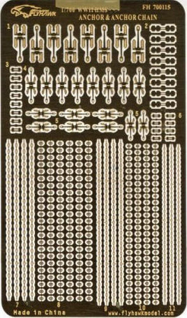 Model anchor and chain kit on a black card with gold details