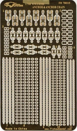 Model anchor and chain kit on a black card with gold details