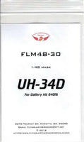 Model kit packaging for UH-34D with FLM48-30 marking on a white background