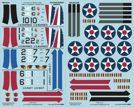 Set of U.S. Marine Corps and Navy decals on a blue background