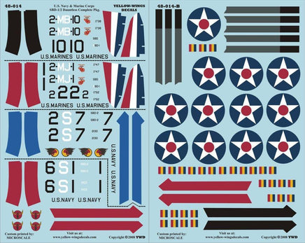 Set of U.S. Marine Corps and Navy decals on a blue background