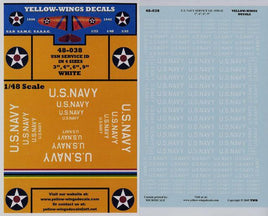 Yellow-Wings Decals U.S. Navy label with text and graphics on a blue background