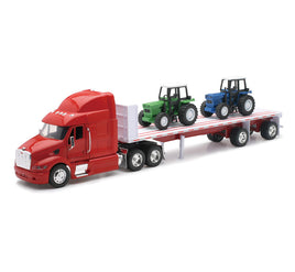 1/32 New-Ray Peterbilt 387 Flatbed w/ Farm Tractors 10283