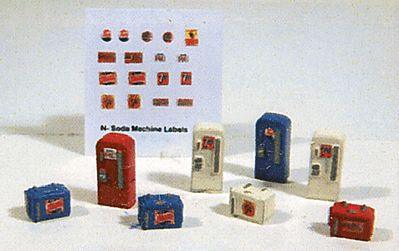 Collection of model soda machine labels on a white background