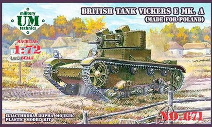 1/72 Uni Model British tank Vickers E Mk. A (made for Poland) (plastic tracks) MT-671-01