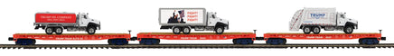 O MTH Donald J. Trump Premier 3-Car Flat Car w/ Truck Load Set 20-92440
