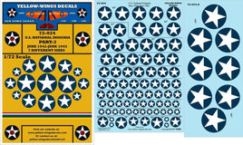 Yellow-Wings Decals U.S. National insignia stickers with stars on a blue and yellow background.