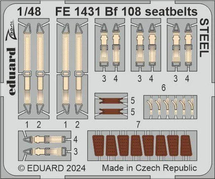 1/48 Eduard Bf 108 seatbelts STEEL for EDUARD FE1431