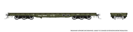 HO Rapido Magor 54' Flatcar: DODX - Early Repaint: Single Car 199003A