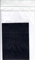 Black embossing folder with geometric shapes on a white background