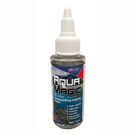 Bottle of Aqua Magic modeling material on a white background