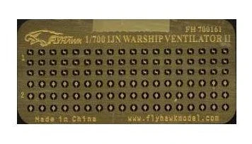 Flyhawk Models 1/700 scale photo-etched brass WWII warship ventilator detail set II, product code 700161, showing precision-cut ventilator components on fret for naval model enhancement

