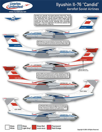 1/144 Fundekals AEROFLOT IL-76 CANDIDS 44010