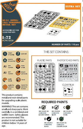 1/72 Clear Prop Ki-51 Sonia Detail Set (All Versions) For CP Kits CP72011/CP72012/CP72013 A72026