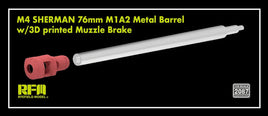 1/35 Ryefield Models M4 Sherman 76mm M1A2 Metal Barrel w/3D Printed Muzzle Brake 2087