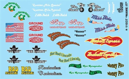 1/24-1/25 Gofer Name It Model Car Decal Sheet 11037