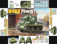 1:Egg Tiger Model U.S. Army WW2 M4A3 75mm Medium Tank Cute Tank Kit Series / Q Version 511