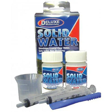 Solid Water product set with bottles, packaging, and tools on a white background