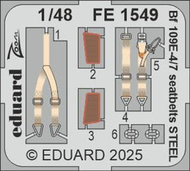 1/48 Eduard Bf 109E-4/7 seatbelts STEEL FE1549