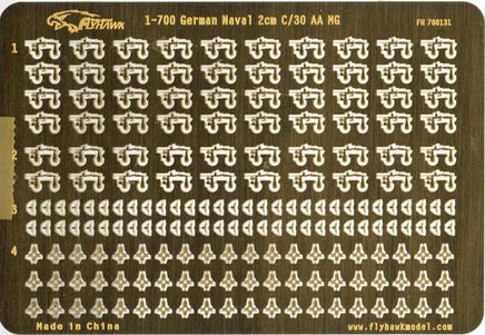 Model kit box with multiple small components on a gold background