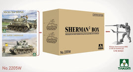 1/35 Takom Sherman² Box M4A1(76W) HVSS+M1Super Sherman+US Army Tank Crewman WW2 w/.50 Cal Machine Gun 2205W