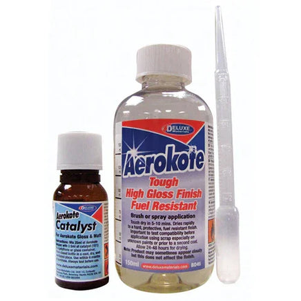 Two bottles of Aerokote with a catalyst bottle on a white background