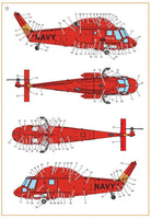 Full decal sheet view of Clear Prop D72001 showing complete set of technical stencils and markings for 1/72 UH-2 SH-2-2 Seasprite early version helicopter detailing
