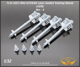 1/32 scale Flying Leathernecks resin detail set package containing BDU-57, BDU-59, and BDU-60 laser guided training rounds for military aircraft models
