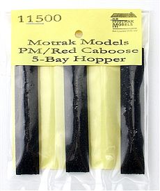 Motrak Models PM/Red Caboose 5-Bay Hopper packaging with yellow label