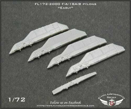 Set of F/A-18A/B pylon models on a gray background with branding and product details.