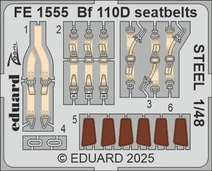 1/48 Eduard Bf 110D seatbelts STEEL FE1555