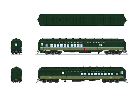 HO Broadway Ltd NP Coach-Baggage Combine #1195 Loewy Two-Tone Green 9119 - MPM Hobbies