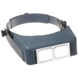 Gray headband magnifier with two lenses on a white background