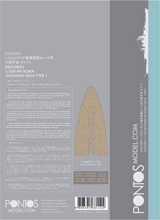 1/350 Pontos Model RN Roma Wooden Deck Set 1943 35023WD1
