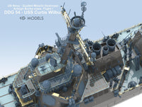 Model of a US Navy guided missile destroyer with detailed features on a clear background