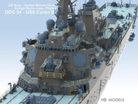 3D model of a US Navy guided missile destroyer on a light blue background