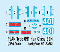 1/350 Hobby Boss Plan Type 091 Han Class SSN 83512