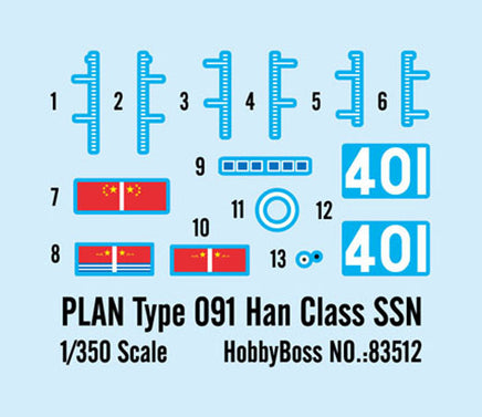 1/350 Hobby Boss Plan Type 091 Han Class SSN 83512