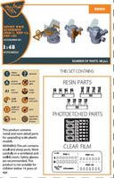 Clear Prop A48002 instruction sheet showing assembly diagrams and placement guide for Soviet WWII gunsights PAK-1 PBP-1A PBP-1B in 1/48 scale
