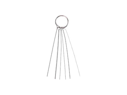 Vigiart HS-C6 5-piece airbrush cleaning brush set showing five different sized brushes on metal ring for comprehensive airbrush maintenance, VIG403
