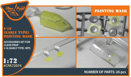 1/72 Clear Prop I-16 (Early Version) Painting Mask on Yellow Kabuki Paper for CP Kit 72074